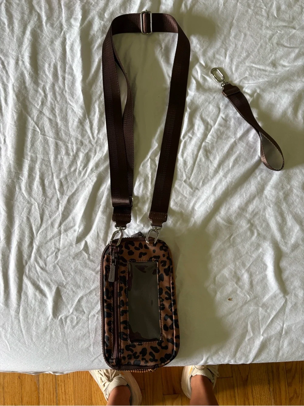 Leopard Print Brown Wristlet Clutch